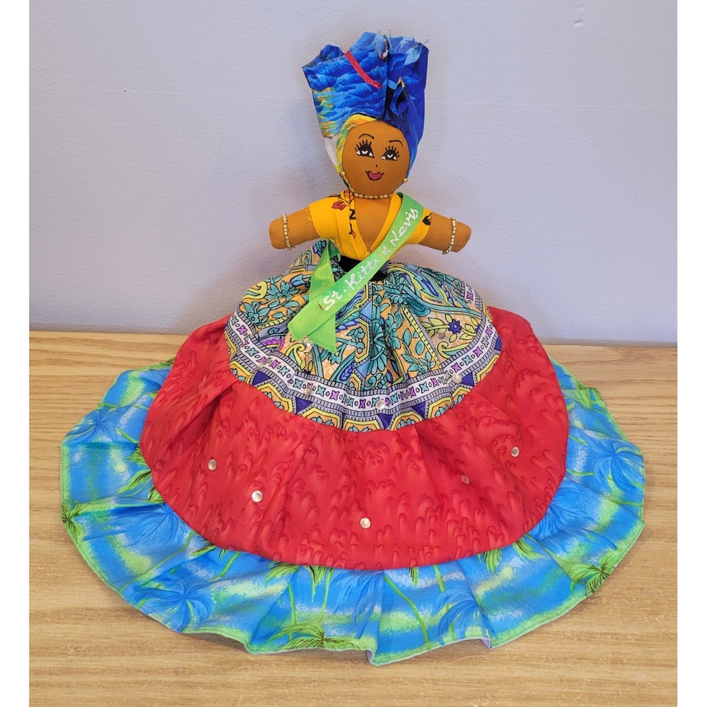 St Kitts Nevis Topsy Turvy Reversible Cloth Doll Handmade Caribbean Souvenir